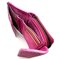 Selenia Washed Cow Leather Woven Wallet - Leather Italiano