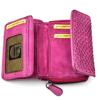 Selenia Washed Cow Leather Woven Wallet - Leather Italiano