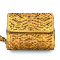 Selenia Washed Cow Leather Woven Wallet - Leather Italiano