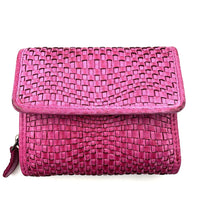 Selenia Washed Cow Leather Woven Wallet - Leather Italiano