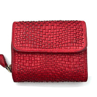 Selenia Washed Cow Leather Woven Wallet - Leather Italiano