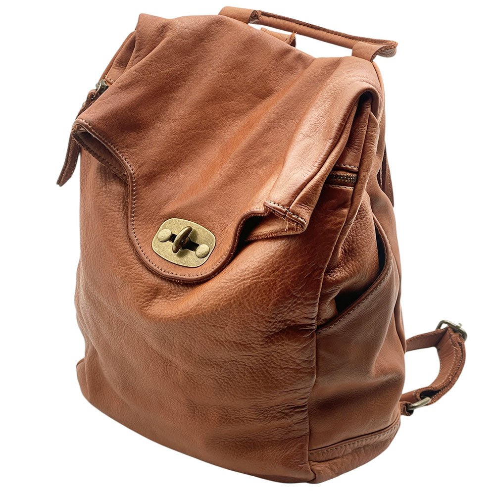 Selmira Washed Cow Leather Backpack - Leather Italiano