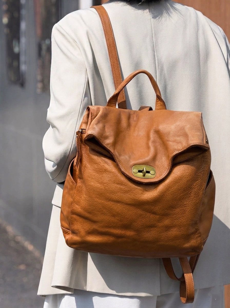 Selmira Washed Cow Leather Backpack - Leather Italiano