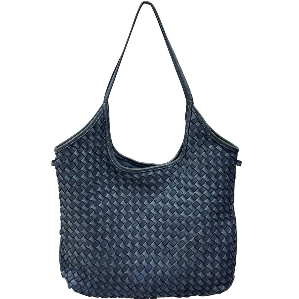 Serenica Woven Soft Washed Cow Leather Hobo Bag - Leather Italiano