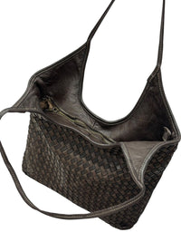 Serenica Woven Soft Washed Cow Leather Hobo Bag - Leather Italiano