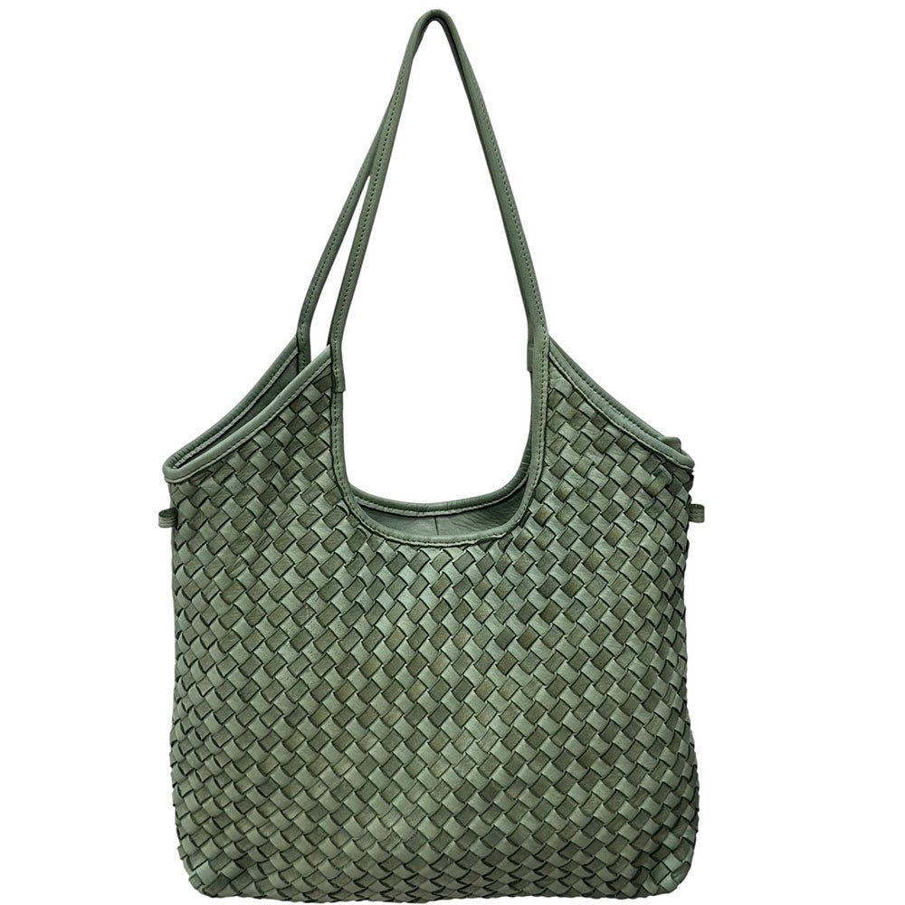 Serenica Woven Soft Washed Cow Leather Hobo Bag - Leather Italiano