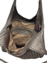 Serenica Woven Soft Washed Cow Leather Hobo Bag - Leather Italiano