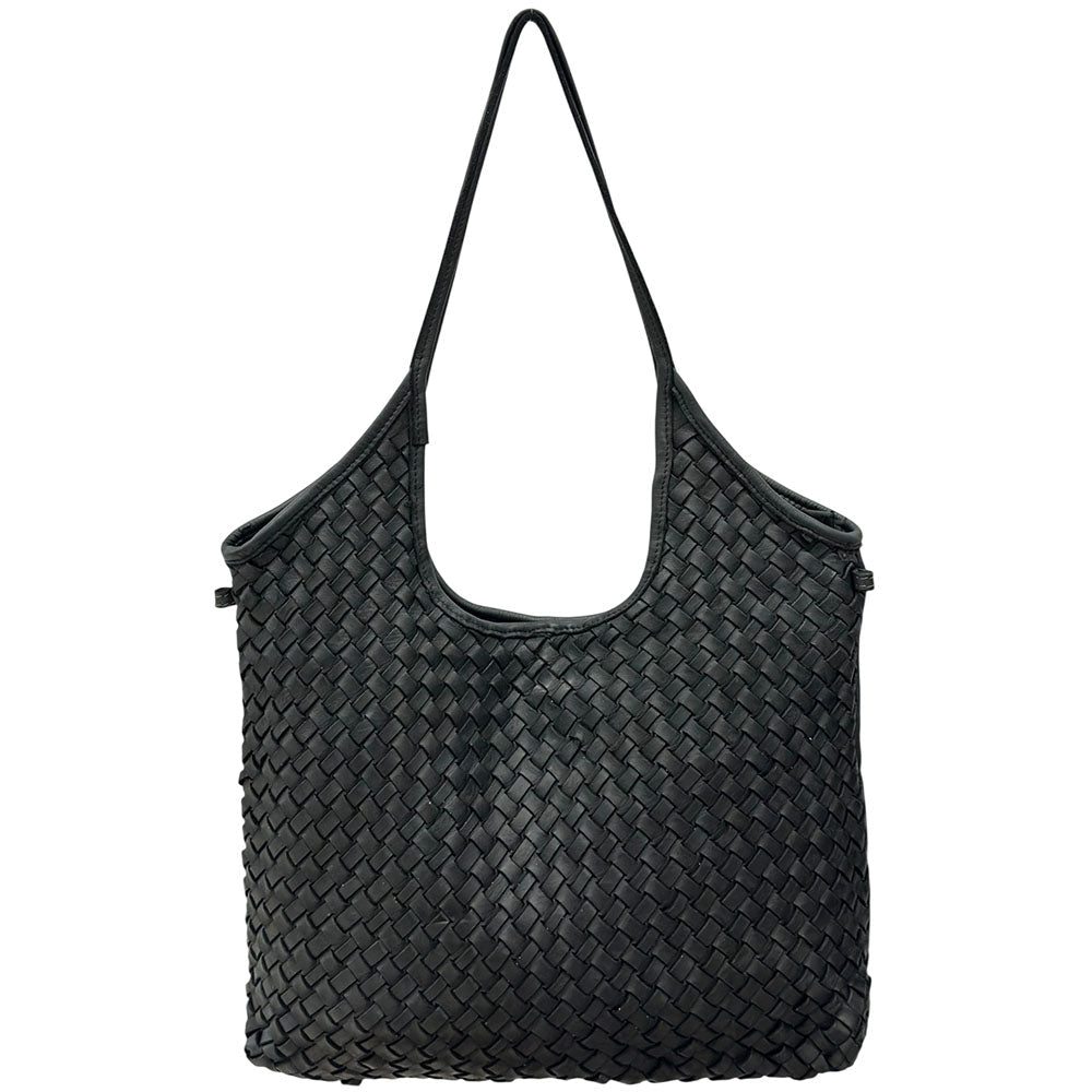 Serenica Woven Soft Washed Cow Leather Hobo Bag - Leather Italiano