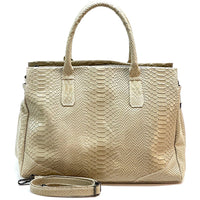 Serpentina Genuine Leather Tote Bag with Python Print - Leather Italiano
