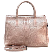 Serpentina Genuine Leather Tote Bag with Python Print - Leather Italiano