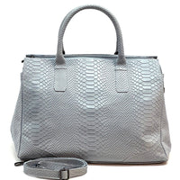Serpentina Genuine Leather Tote Bag with Python Print - Leather Italiano
