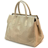 Serpentina Genuine Leather Tote Bag with Python Print - Leather Italiano