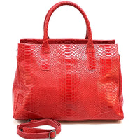 Serpentina Genuine Leather Tote Bag with Python Print - Leather Italiano