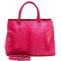 Serpentina Genuine Leather Tote Bag with Python Print - Leather Italiano