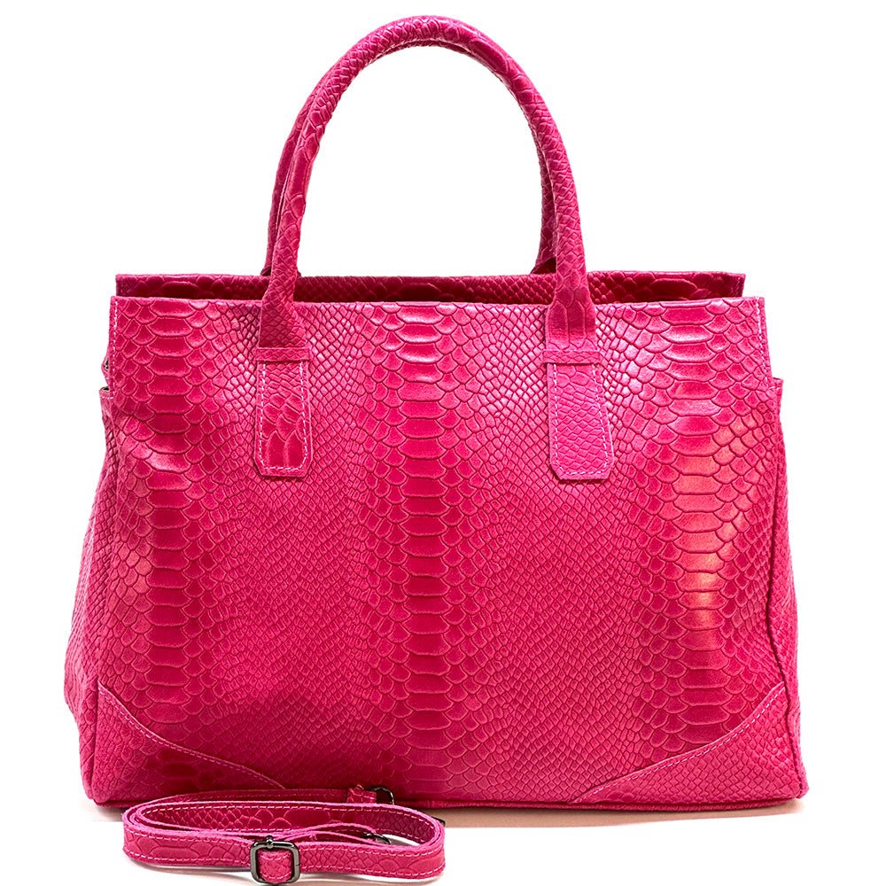 Serpentina Genuine Leather Tote Bag with Python Print - Leather Italiano