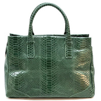 Serpentina Genuine Leather Tote Bag with Python Print - Leather Italiano