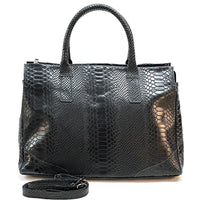 Serpentina Genuine Leather Tote Bag with Python Print - Leather Italiano