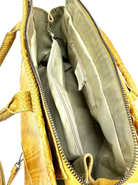 Serpentina Genuine Leather Tote Bag with Python Print - Leather Italiano