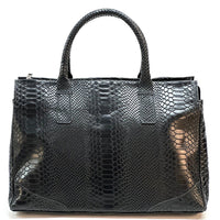 Serpentina Genuine Leather Tote Bag with Python Print - Leather Italiano