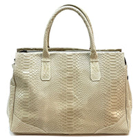 Serpentina Genuine Leather Tote Bag with Python Print - Leather Italiano