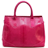 Serpentina Genuine Leather Tote Bag with Python Print - Leather Italiano