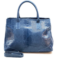 Serpentina Genuine Leather Tote Bag with Python Print - Leather Italiano