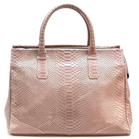 Serpentina Genuine Leather Tote Bag with Python Print - Leather Italiano