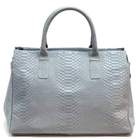 Serpentina Genuine Leather Tote Bag with Python Print - Leather Italiano