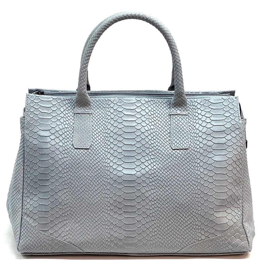 Serpentina Genuine Leather Tote Bag with Python Print - Leather Italiano