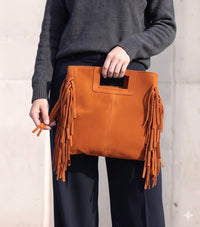 Solaio Cow Leather Fringe Handbag - Leather Italiano