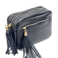 Solea Italian Leather Tassel Clutch & Crossbody Bag - Leather Italiano