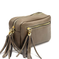 Solea Italian Leather Tassel Clutch & Crossbody Bag - Leather Italiano