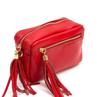 Solea Italian Leather Tassel Clutch & Crossbody Bag - Leather Italiano