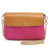 Solea Straw and Leather Clutch & Crossbody Bag - Leather Italiano