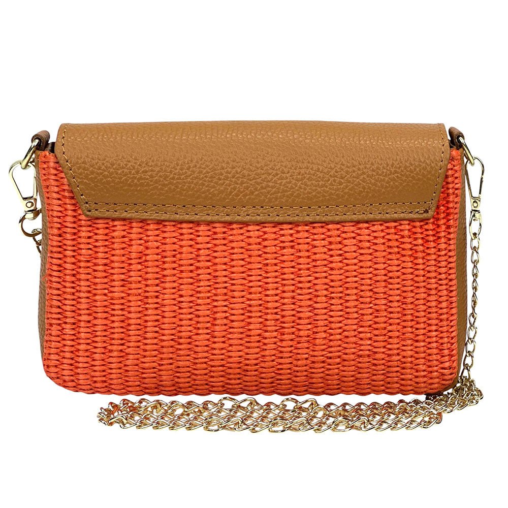 Solea Straw and Leather Clutch & Crossbody Bag - Leather Italiano