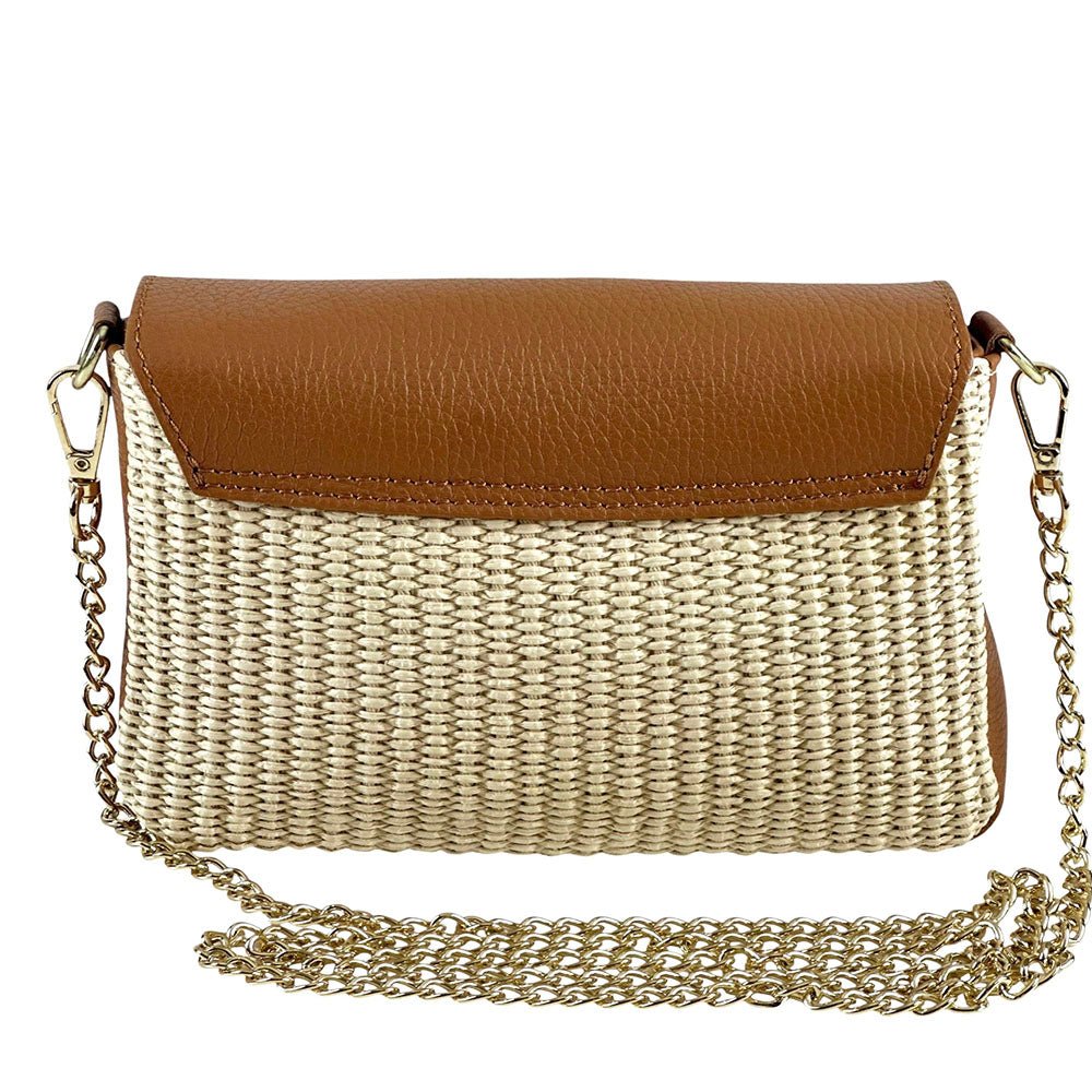 Solea Straw and Leather Clutch & Crossbody Bag - Leather Italiano