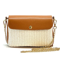 Solea Straw and Leather Clutch & Crossbody Bag - Leather Italiano