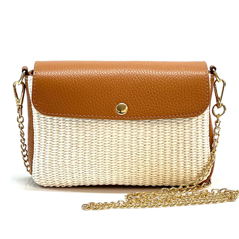 Solea Straw and Leather Clutch & Crossbody Bag - Leather Italiano