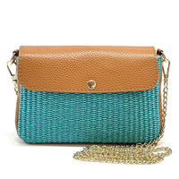 Solea Straw and Leather Clutch & Crossbody Bag - Leather Italiano