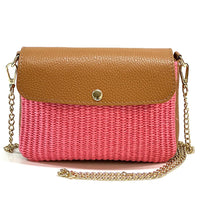 Solea Straw and Leather Clutch & Crossbody Bag - Leather Italiano