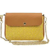 Solea Straw and Leather Clutch & Crossbody Bag - Leather Italiano