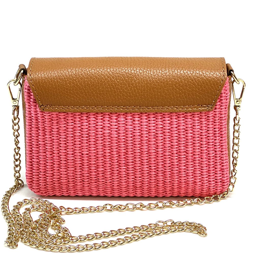 Solea Straw and Leather Clutch & Crossbody Bag - Leather Italiano