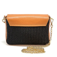 Solea Straw and Leather Clutch & Crossbody Bag - Leather Italiano