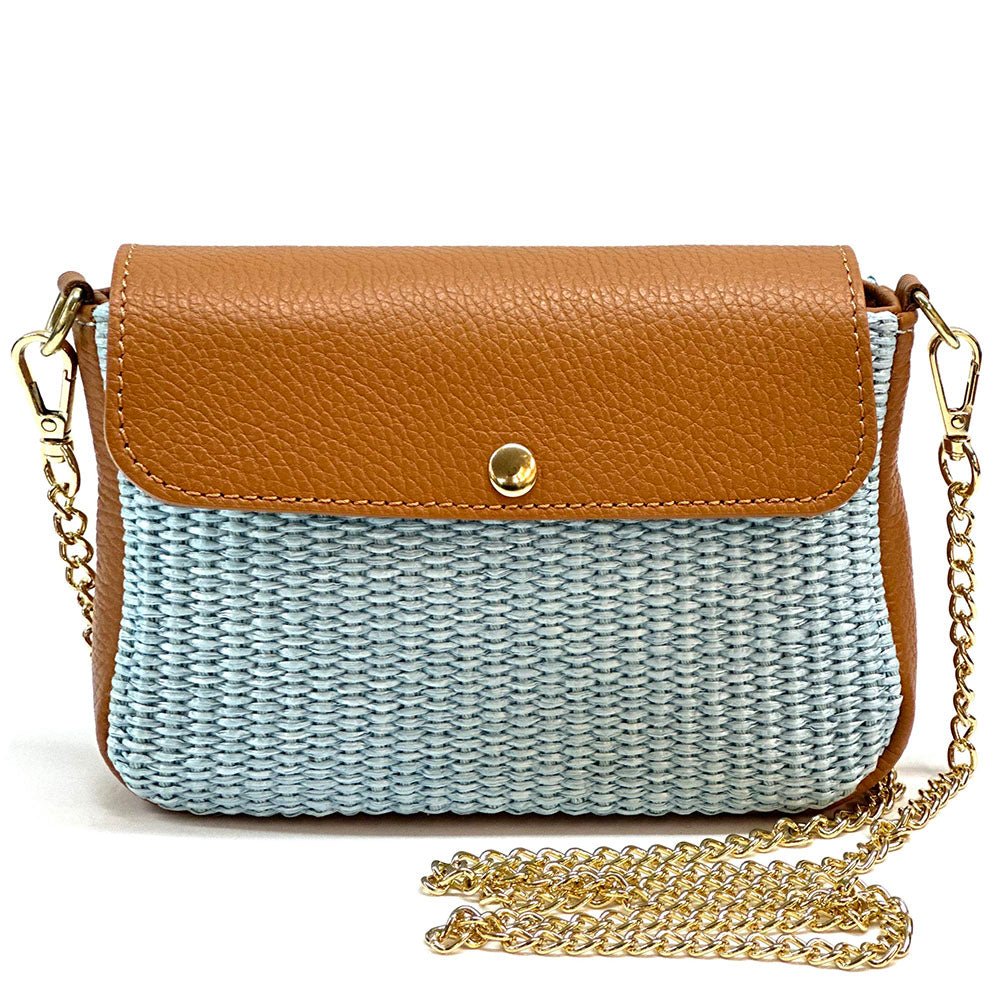 Solea Straw and Leather Clutch & Crossbody Bag - Leather Italiano