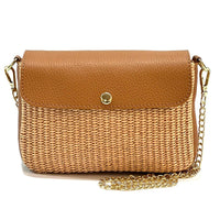 Solea Straw and Leather Clutch & Crossbody Bag - Leather Italiano