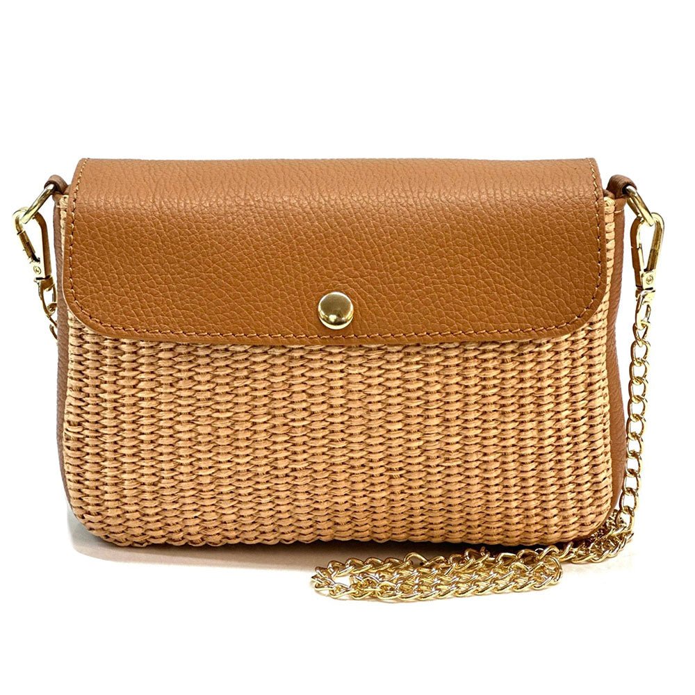Solea Straw and Leather Clutch & Crossbody Bag - Leather Italiano