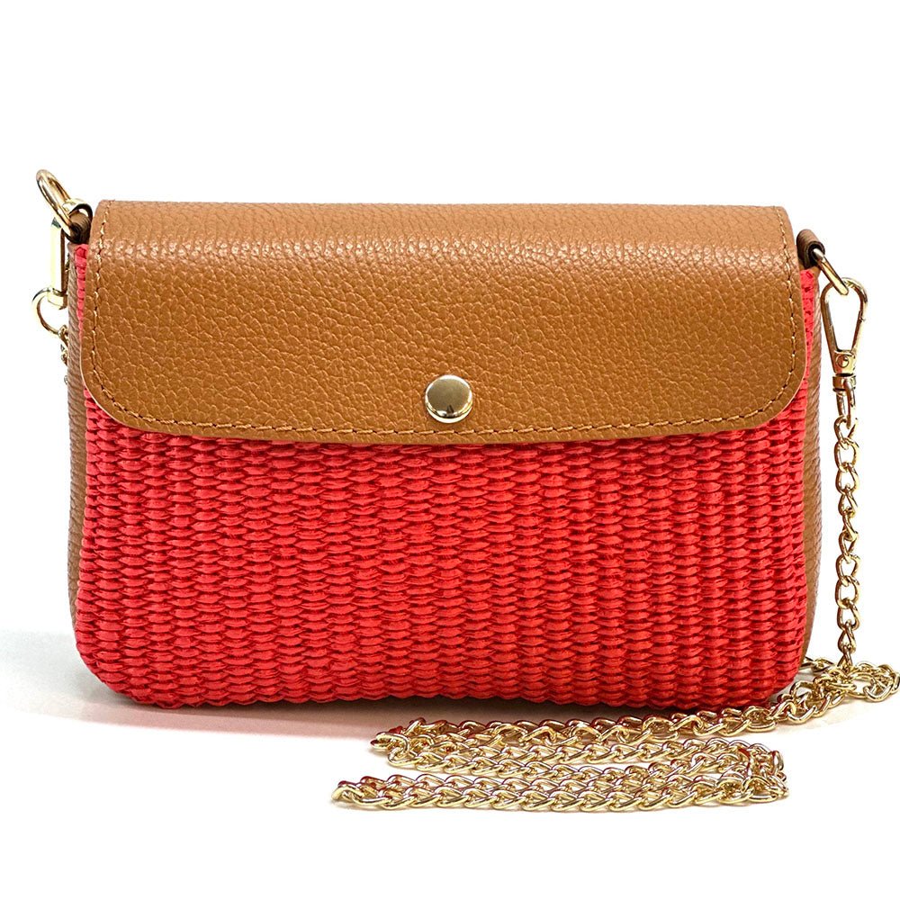 Solea Straw and Leather Clutch & Crossbody Bag - Leather Italiano
