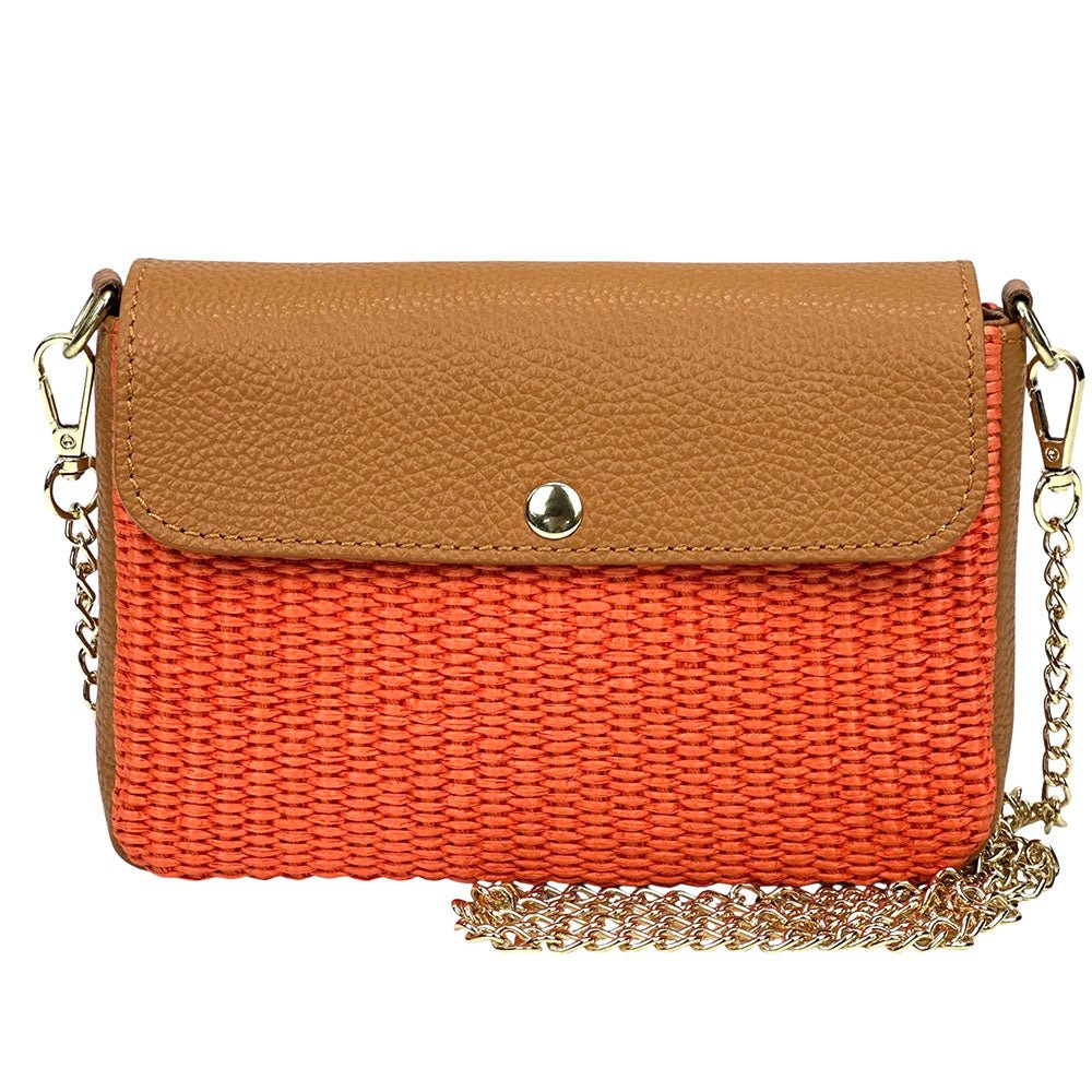 Solea Straw and Leather Clutch & Crossbody Bag - Leather Italiano