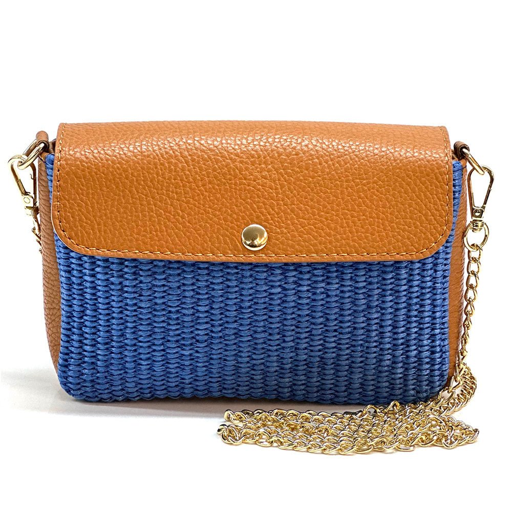 Solea Straw and Leather Clutch & Crossbody Bag - Leather Italiano