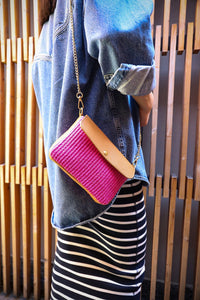 Solea Straw and Leather Clutch & Crossbody Bag - Leather Italiano